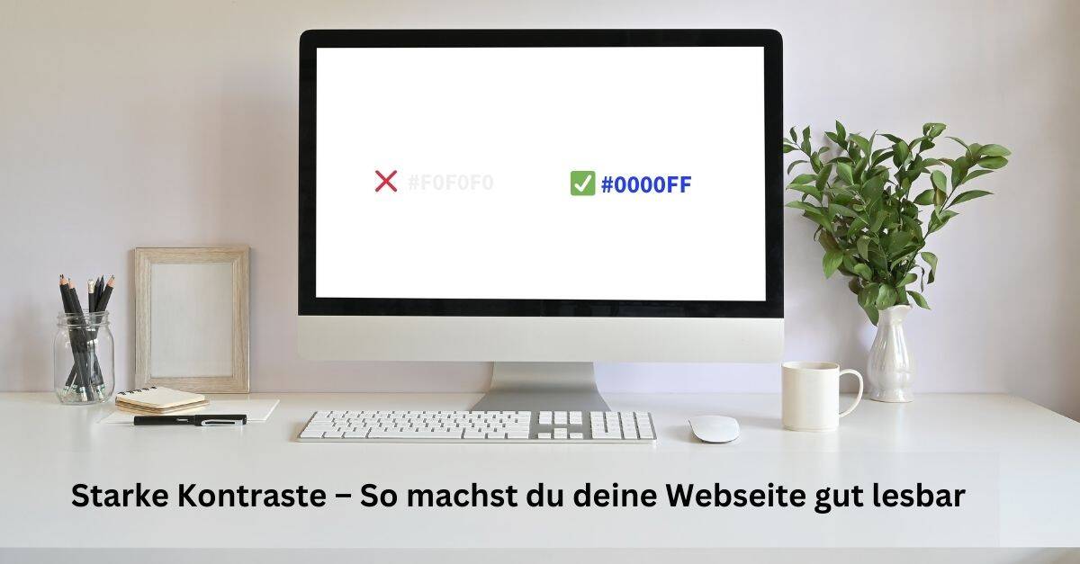 Kontrastcheck (1) Bildschirm auf dem der Unterschied lesbar und barrierefrei zu sehen ist